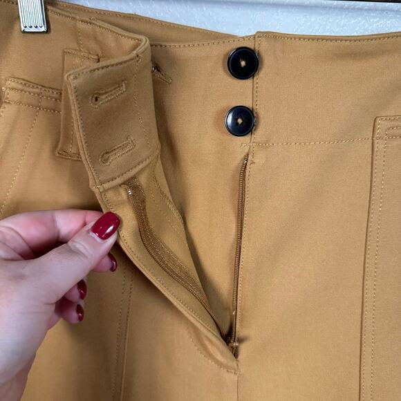 Maeve by Anthropologie Womens Naomi Ponte Wide Leg Flare Pants in Bronze Size 10 - Picture 9 of 15